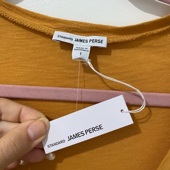 James Perse Deep Scoop Neck T-Shirt in Comet (Gold/Orange) Size Small - Picture 4 of 6